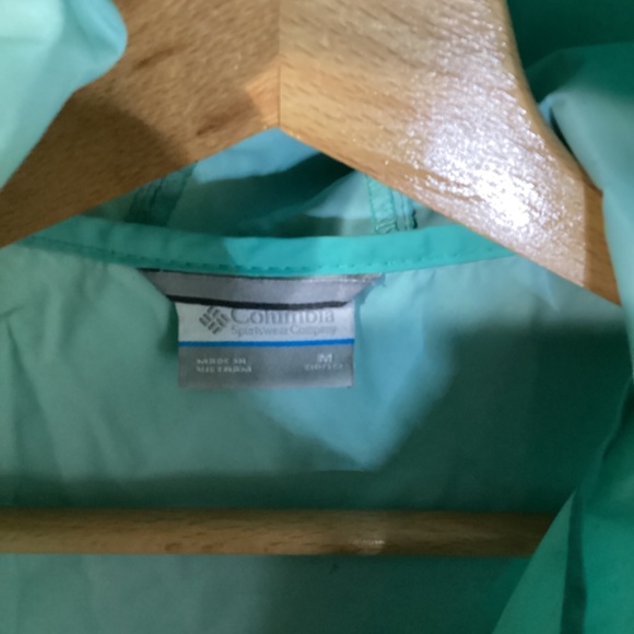 Little Girls Windbreaker Jacket Columbia Teal Green Full Zip Size 10/12 - Picture 4 of 5
